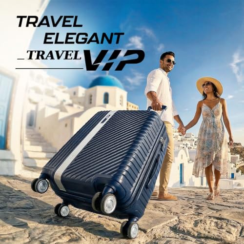 Image of VIP Barclay Check-in Trolley Bag 79.5cm | Large | Hard Luggage | 8-Wheel Suitcase with Shoe & Toiletry Pouch | Flushed TSA Lock with Anti-Theft Zipper | 3 Years International Warranty (Parisian Blue)