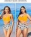 Holipick Yellow Floral Women High Waisted Bikini Set Two Piece Swimsuit Tummy Control Bathing Suit Vintage Halter Swimwear M