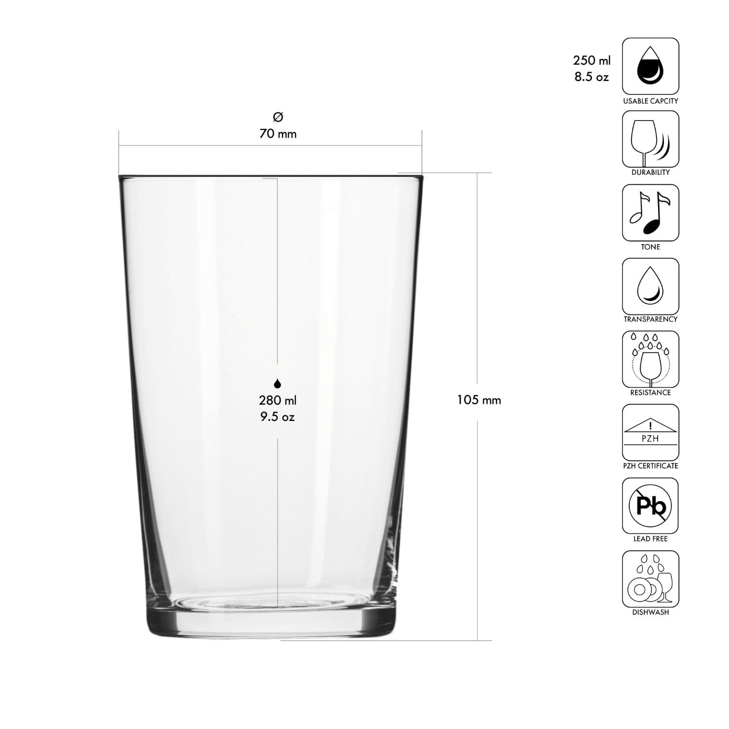 Krosno Set of 6 Tea Glasses, Transparent/Green, 250 milliliters - Image 2