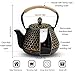 Cast Iron Tea Pot - Honeycomb Pattern Tea Kettle with Tea Leaf Infuser,Stovetop Tea Kettle Coated with Enameled Interior,Suitable for Brewing Loose Leaf Tea (Gold)