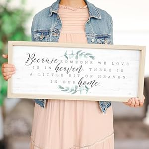 Simply Said, INC Farmhouse Frames Memorial Decor, Because Someone We Love is in Heaven Sign, 24 x 10 inch Wood Sign, Made in USA FF1055 Simply Said INC Farmhouse Frames Memorial Decor Because Someone We Love is in Heaven Sign 24 x 10 inch Wood Sign Made in USA FF1055