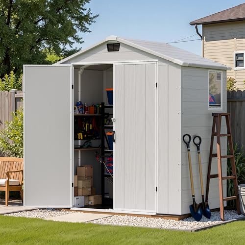 Patiowell 6 x 4 FT Plastic Outdoor Storage Shed with Floor, Resin...