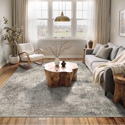 Image of BEIMO Area Rugs 6x9 for Living Room Bedroom, Modern Abstract Machine Washable Rug, Large Soft Low Pile Floor Carpet with Non Slip Backing for Dining Room, Grey