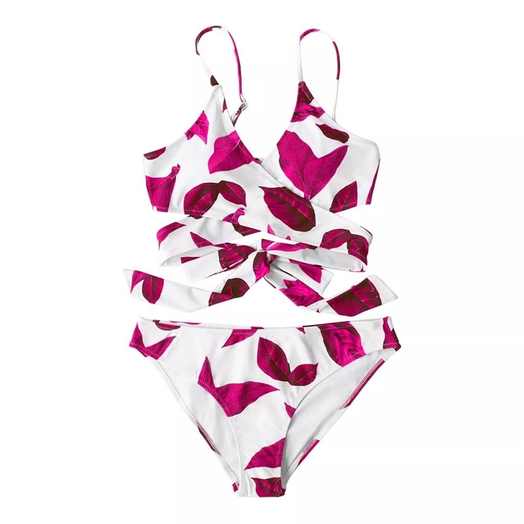 Bikini deux pièces fleuri taille basse maillot de bain à lacet - 6
