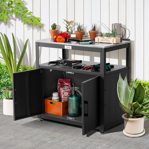 image for Feasto Garden Potting Bench with Storage, Outdoor Potting Table & Gard