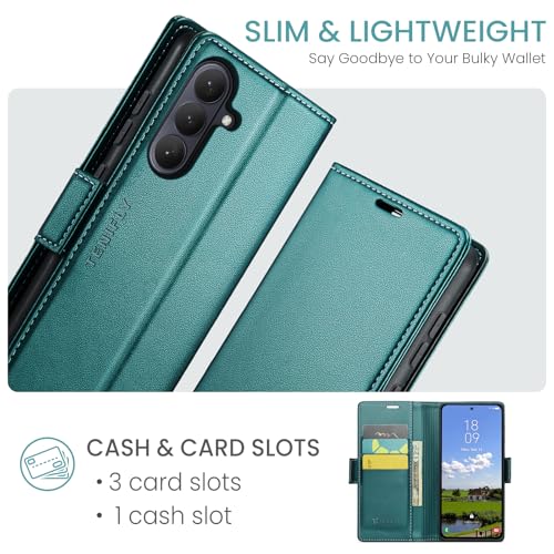 Tenifly for Samsung Galaxy S26 Case Wallet with RFID Blocking Card Holder, PU Leather Kickstand Protective Flip Phone Cover Fit for Galaxy S26 6.3", Bluish Green by Tenifly - Used condition - Image 2