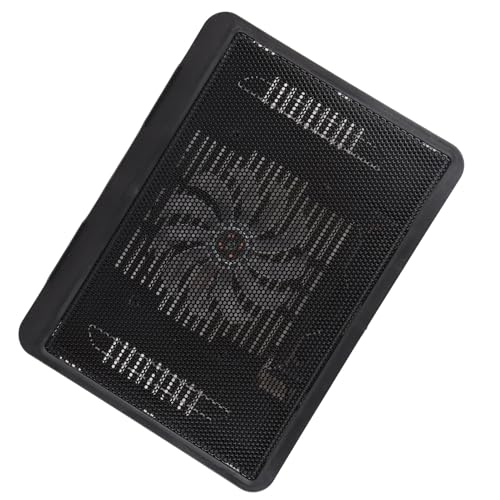 Base refrigeradora para laptop con ventilador grande y concentrador USB, soporte ergonómico para notebooks de hasta 14 pulgadas, diseño silencioso con luces LED azules y caja de almacenamiento para cable USB (Negro) miniatura 2