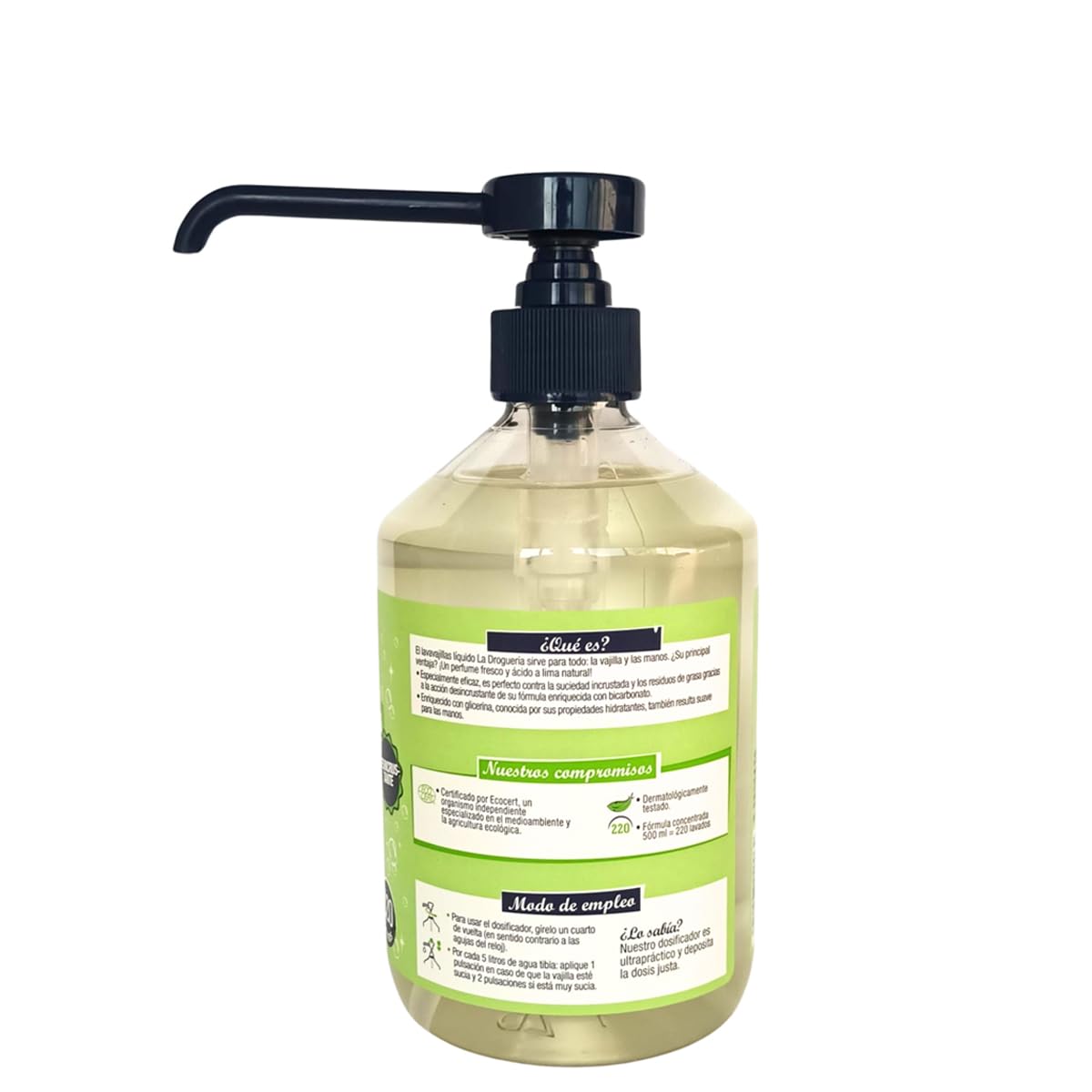 LA DROGUERIA - Lavavajillas a Mano Ecológico - 500ml (220 Lavados) (Bicarbonato)