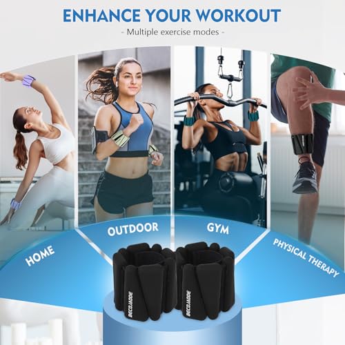 Image of BECOJADDE Ankle Weights Set of 2 (1 lb /2 lb /3 lb Each) Adjustable Wrist Weights for Women Men Wearable Arm Leg Weight for Pilates, Running, Walking, Workout, Yoga