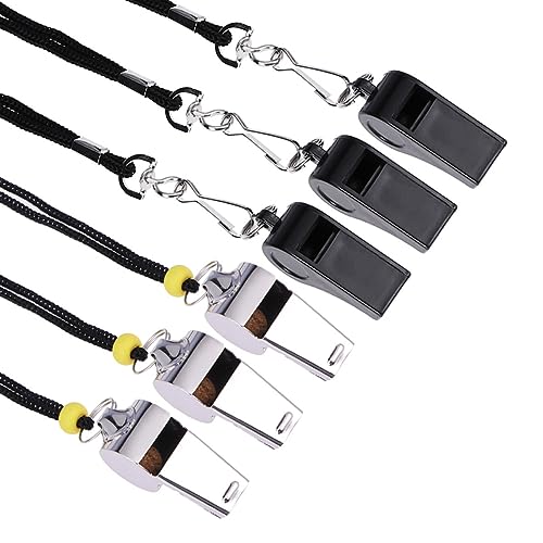 6 silbatos de metal para árbitro con cordón miniatura 1