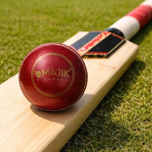 Image of Kabello Cricket Leather Ball for Tournament Game Practice Ball for Matches Water-Resistant and Hand-Stitched Leather Ball (Set of 10 Balls)