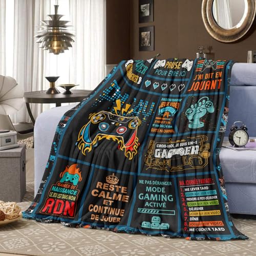 Cadeau Gamer, Couverture De Jeu Vidéo, Couverture Drôle Pour Homme, Cadeau Anniversaire, Idée Cadeau D'Anniversaire Pour Joueurs Homme, Adolescent, Garçon, Anniversaire Ou Noël Couverture 130x150CM – vue 4