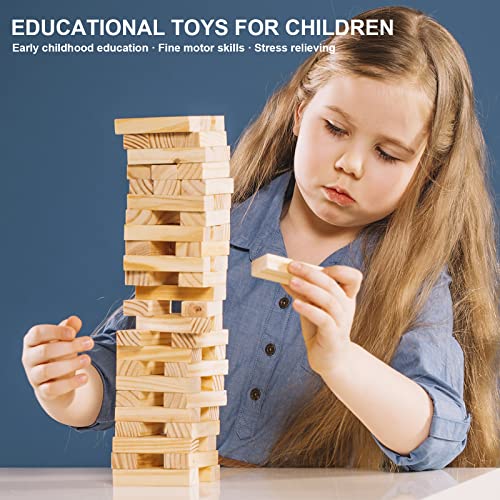 NiToy 200 Stück Holzbausteine, Kreative Montessori STEM Bauklötze aus Natur Kiefernholz, Sensorisches Spielzeug für Kinder, Bildungs-Lernspielzeug ab 1 Jahr, 3D Raumstapelspiele für Jungen und Mädchen