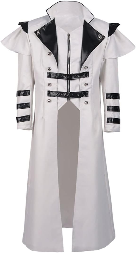 Medieval Costumes Steampunk Long Trench Coat Gothic Victorian Vintage Tailcoat Jacket Mens Double Breasted Zipper Coat