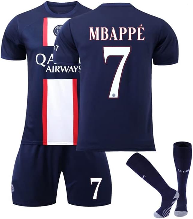 Conjunto de camiseta de fútbol PSG Home Away Mbappé Kids Youth Adults Football Jersey Boy Man Sportswear con calcetines
