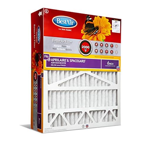 BestAir A201-SGM-BOX-11R AC Furnace Air Filter, 20" x 25" x 6", MERV 11, with Cardboard Frame, Fits 100%, For Aprilaire/SpaceGard 2200, 2250 (201) & Lennox PMAC-20C 24", 1 Count (Pack of 1) Cover