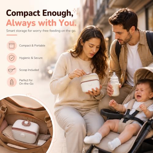 Image of StarAndDaisy Formula Milk Container for Baby Milk Powder Container with Scoop Holder, Portable Formula Dispense, Airtight First Feed Baby Food Storage Box /Container for Travel 200 Grams -Off White