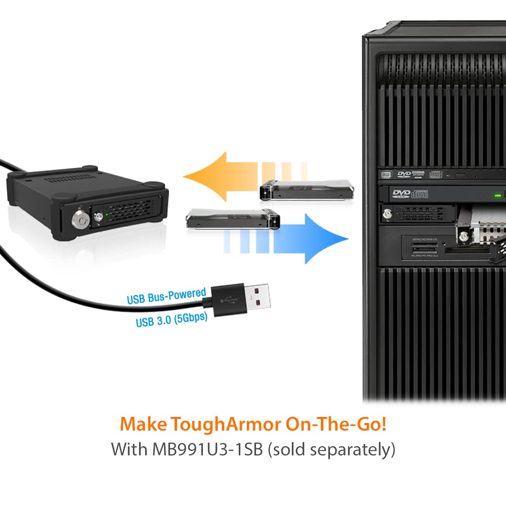 ICY DOCK ToughArmor MB994IKO-3SB - ramka wymienna do 2 x 2,5 cala SATA/SAS SSD/HDD i 1 x SATA Slim ODD 1 x 5,25 cala z zamkami zabezpieczającymi - w pełni metalowa