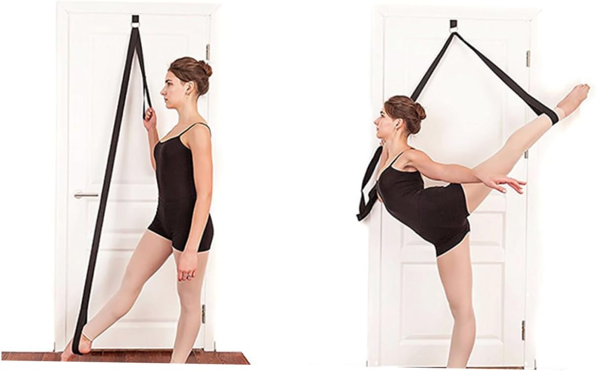 Mikikit Cotton Yoga Fitness Strap with Metal Buckle for Stretching Flexibility and Balance Support Lightweight Exercise Band for Physical Therapy and Workouts Black