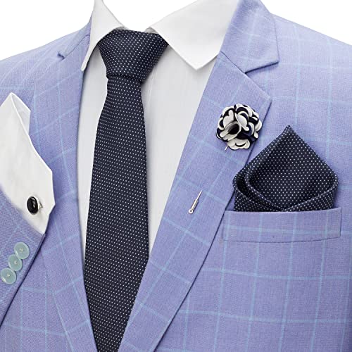 Image of BLACKSMITH Tie, Cufflink, Pocket Square, Lapel Pin, Set of 4 for Men [ Free Size ] Black