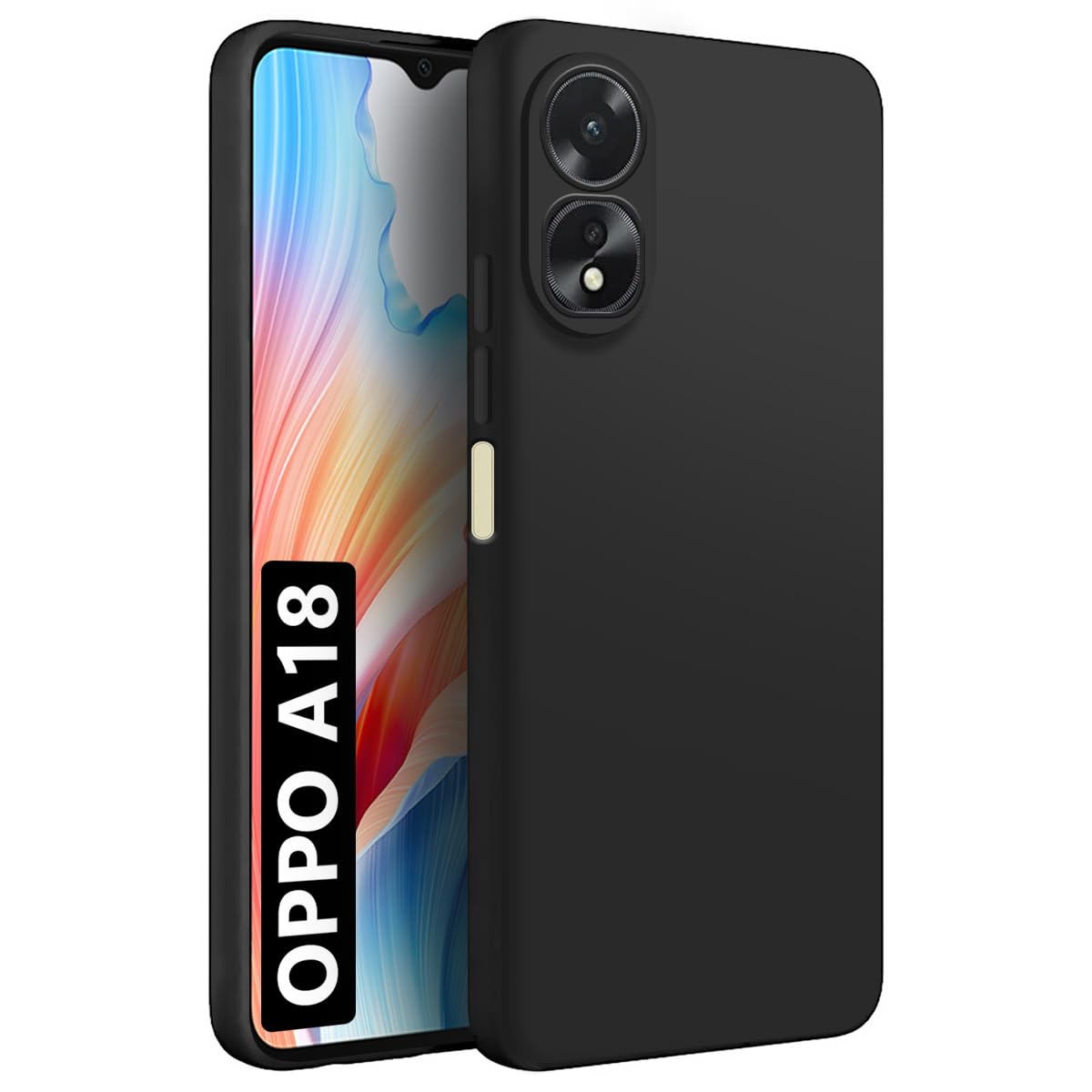 Fashionury Back Cover Case for Oppo A18 Matte Soft Silicon Flexible | Camera Bump Protection | All Side Shock Proof Rubberised Back Case Cover for Oppo A18 4G (Black) (B0CR8BKLB3) Amazon Price History, Amazon Price Tracker