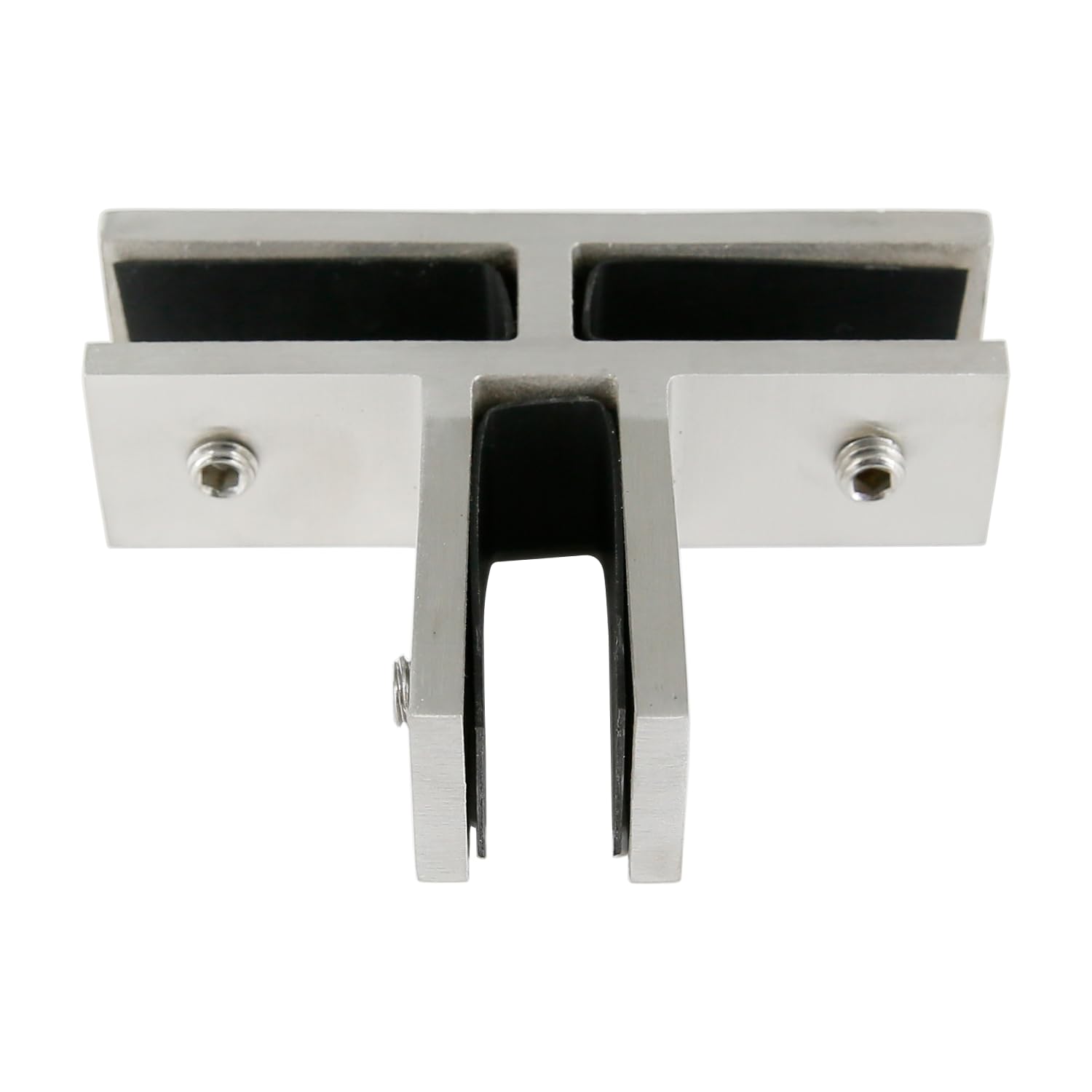 Stainless Steel Glass to Wall/Glass to Glass Bracing Clamp, Bracket, Stiffener for 3/8 to 1/2 Glass (Brush Finish, 3-Way Glass to Glass)