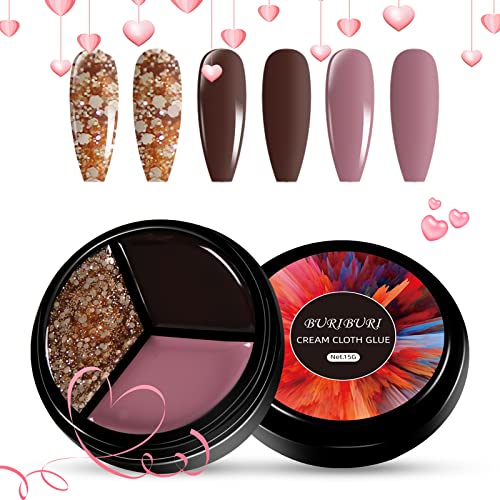 BURIBURI Solid Gel Nail Polish Palette Valentine's Day Gift, 3-Colored Mud Cream Pudding Gel Polish UV Soak Off Gel for Nail Art Home DIY Gel Nail Manicure Kit (8#)