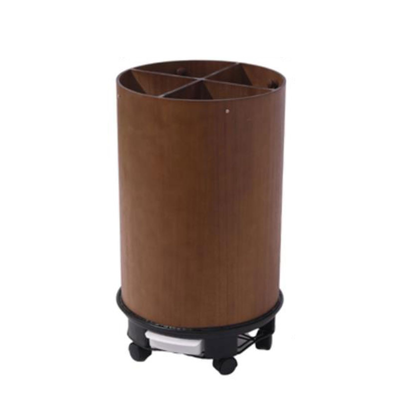 CFY652 Umbrella rack Large Capacity Umbrella Holder for Entryway, Rolling Stand Rack with Hooks and Wheels, Wooden Bucket Organizer for Home Office Decoration Office(Bruin)