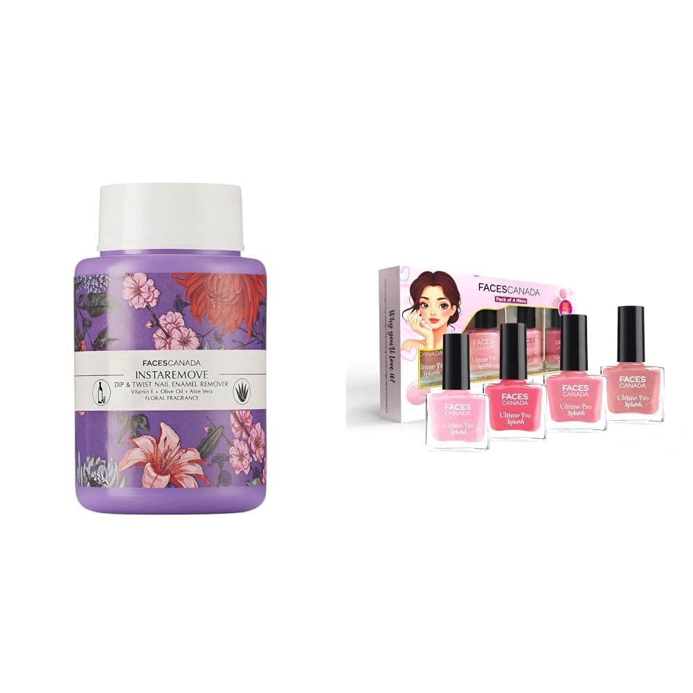 FACESCANADA InstaRemove Dip & Twist Nail Enamel Remover, 80 ml & Ultime Pro Splash Mini Nail Enamel Combo Kit - Pink Pop-image-27
