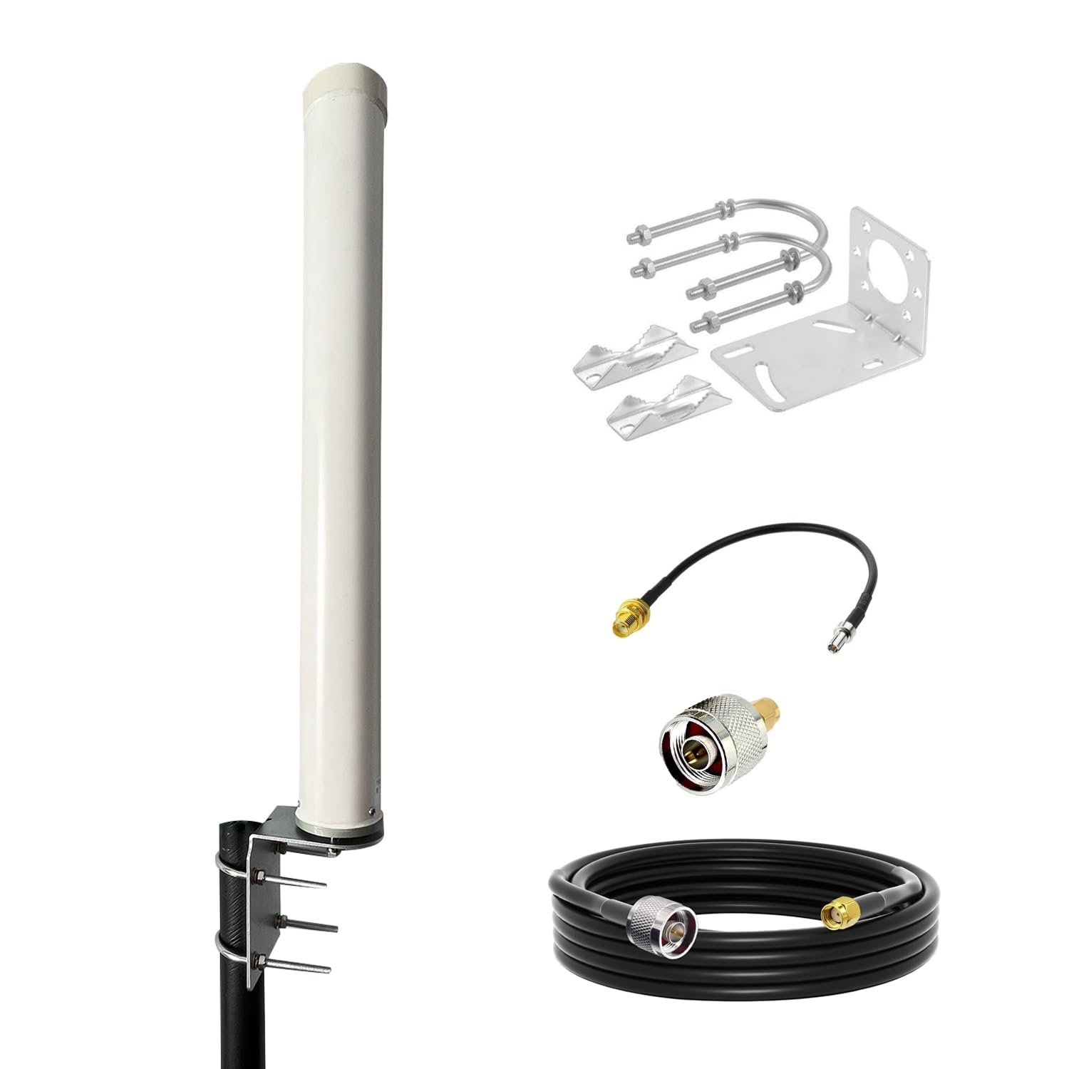 Antenna 5G 4G LTE omnidirezionale a banda larga per esterni, a lungo raggio, 698-3800 MHz 12dBi per Verizon, AT&T, router T-Mobile, ripetitore del segnale cellulare, include connettore TS9 e