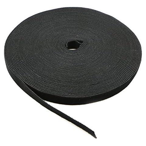 Saisn Reusable Fastening Tape Cable Ties 3/4 Inch Double Side Hook Roll (25 Yard, Black) Cover