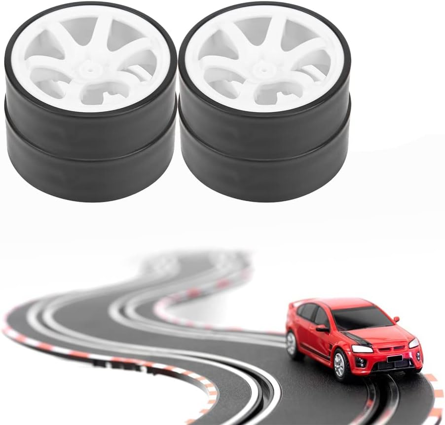 RC Drift Tires, 4PCS 6 Spoke Plastic Wheel Rims with Rubber Tires for 1/10 Scale On Road Drifting Cars, Ideal for Hobbyists Practice Sessions(White)