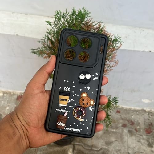 Image of Outlouders Back Cover for Infinix GT 20 Pro 5G | Cute Fun Cartoon 3D Bear Silicone | Full Body Protection Bumper Case (Black)