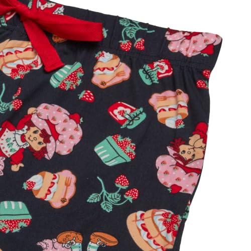 Image of COCO BRANDS Strawberry Shortcake Womens Pajama Set - 2 Piece Short Sleeve Button Down Sleep Shirt and Pajama Shorts