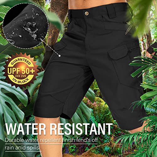 Jogwits Herren Hosen Kurze Sommer Shorts Cargo Hose leichte Schnelltrocken Outdoor Sporthose für Wandern mit Mehrfachtasche Taschen-6223-Black-M