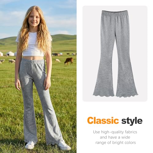 Image of ZukoCert Girls Flare Leggings, Mid Waist Bell Bottom Pants for Kids, Kids Flare Pants Size 4-13Y