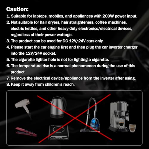 Image of pTron PowerEdge 200W Car Laptop Charger /Car Power Inverter with 2 USB (3A & 2.4A) + 2 Type-C (30WPD & 2.4A), Smart USB Charging Ports, 12V /24V DC to 220V AC, 2X Universal AC Outlet (Black)