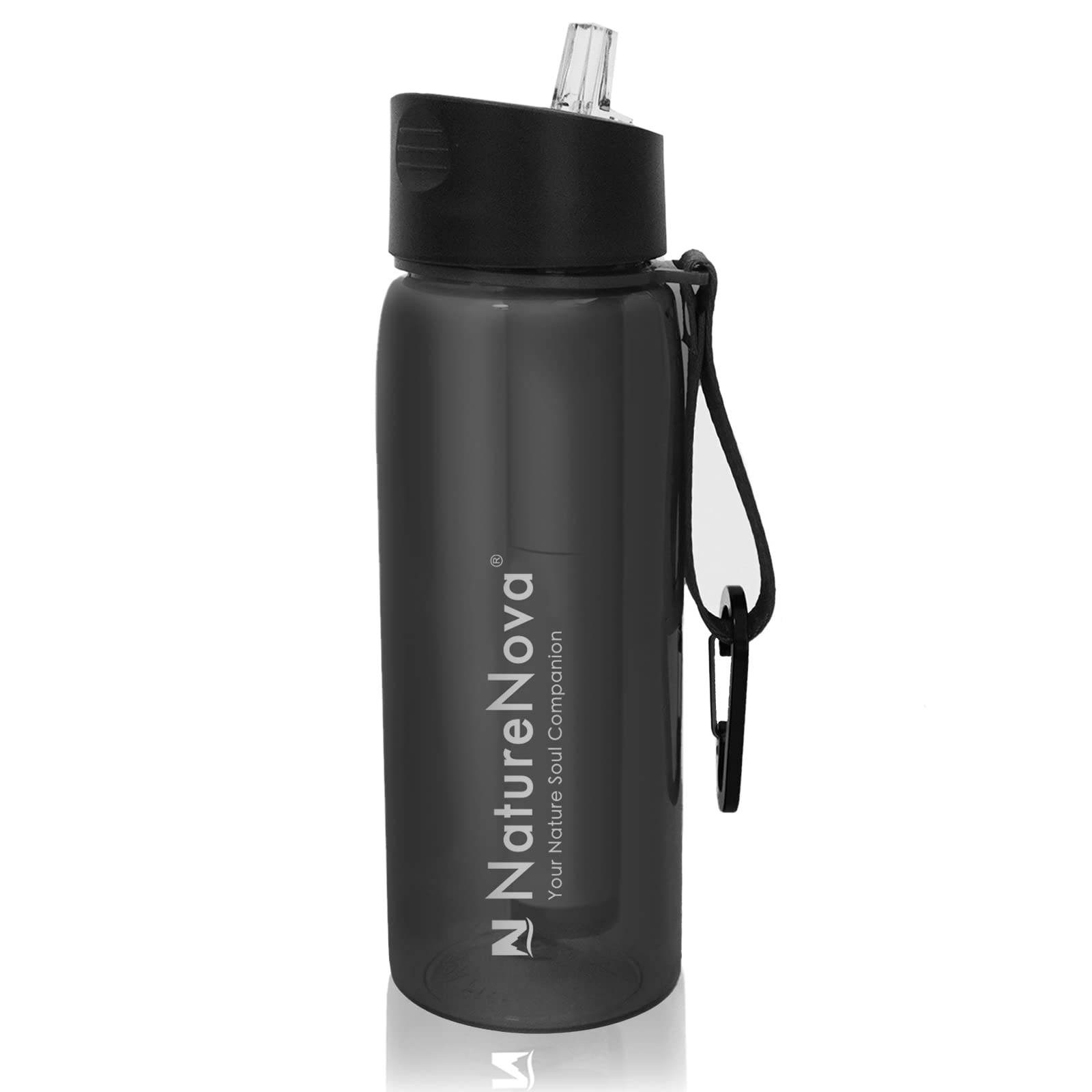Water Filter Bottle with 4-Stage Integrated Filter Straw