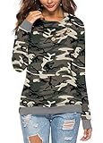 KISSMODA Women's Casual Camo Sweatshirts Thermal Cowl Neck Long Sleeve T-Shirts Tops