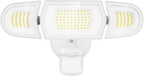Olafus Luz LED de seguridad de 100 W, sensor de movimiento, luz de inundación de movimiento del anochecer al amanecer, 9000LM súper brillante 6500K