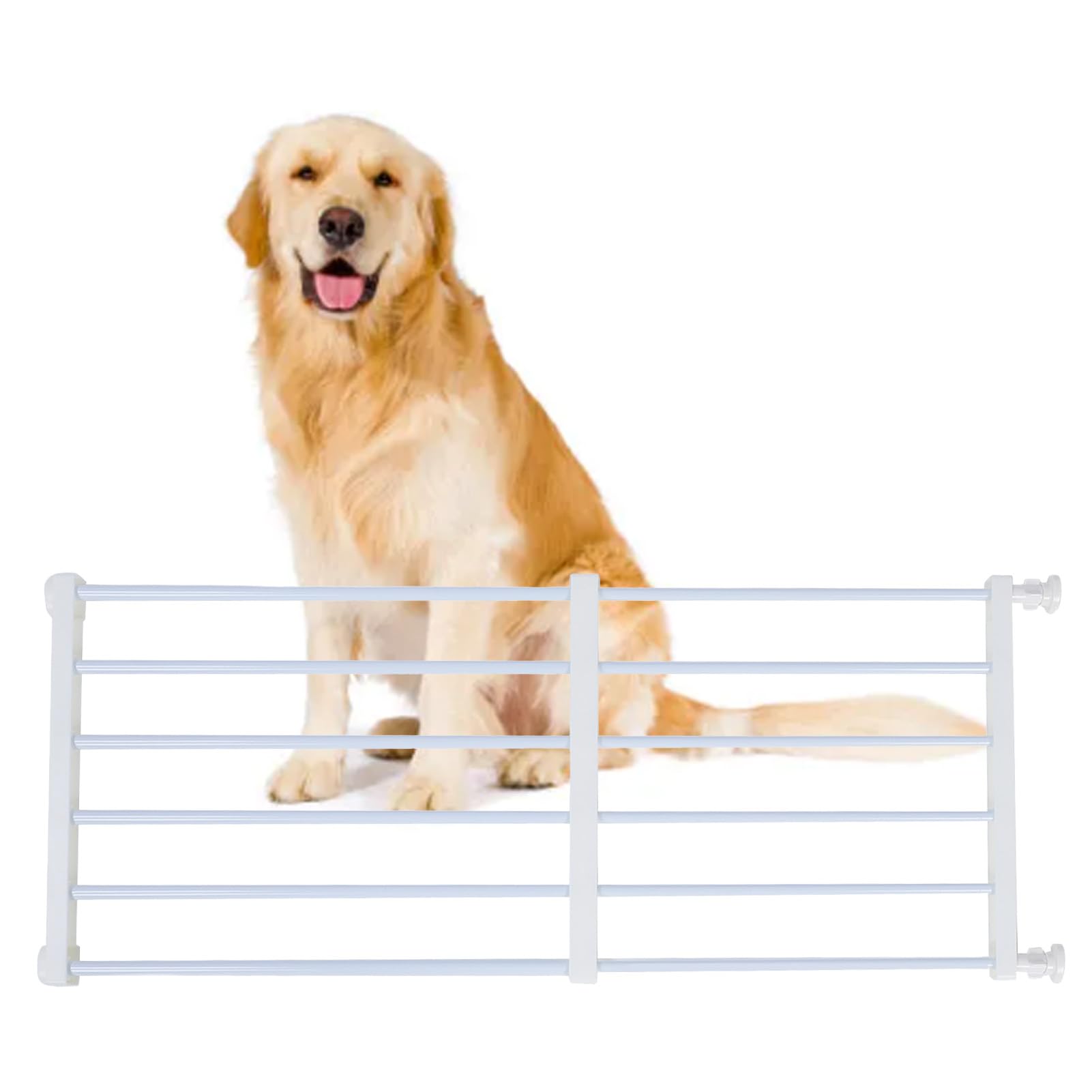 KKPLZZ Barrière pour Chien Courte, Barrière Basse Réglable et Extensible pour Petits Chiens, Installation Facile sans Perçage, Porte Intérieure, Blanc Moyen, Hauteur 36 cm