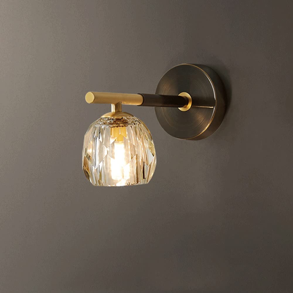 SMCCYYSD Modern Crystal Wall Lamp Double Head G9*2 Lighting Fixtures for Bedroom Living Room Study Corridor Black/Gold