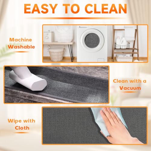 Stair Treads with Non-Slip Rubber Backing, Stair Treads for Wooden Steps, Indoor Stair Carpet Runners, Stair Rugs and Mats for Kids and Dogs, Gray, 8" x 30", 4 Pieces - Image 5