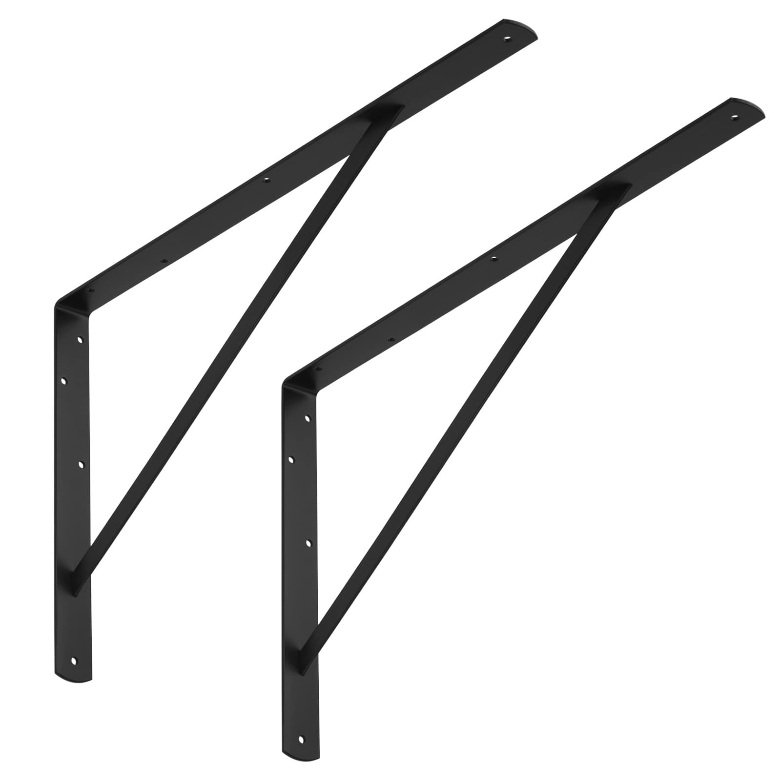 SOTECH 8er Set Regalkonsolen (600 x 375 x 40 mm, schwarz, pulverbeschichtet), Wandkonsolen mit Querstrebe zur Stabilisierung