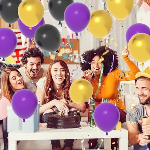 Image of Purple Black Gold Balloon Arch Garland Kit - Purple Black Metallic Gold Balloons for Purple Birthday Wedding Engagement Class of 2026 Graduation Party Decorations