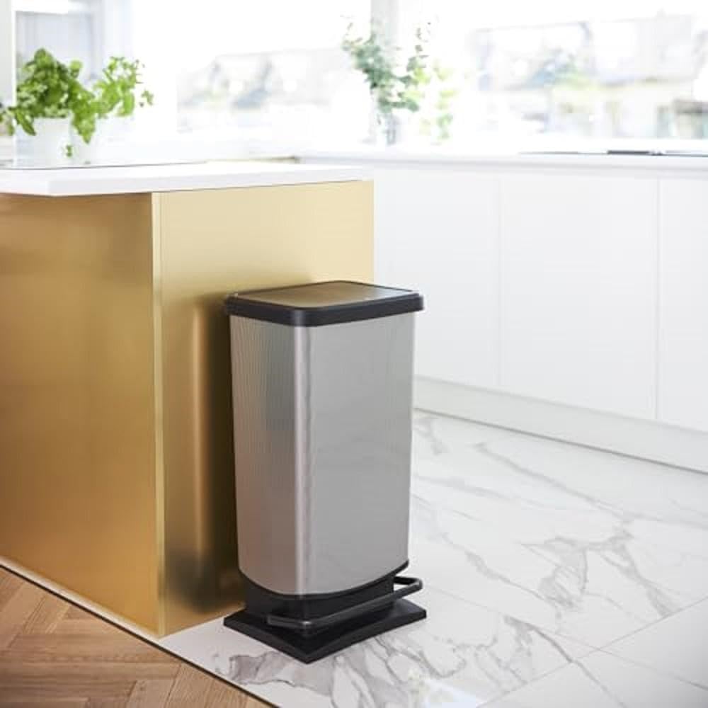Rotho PASO Cestino Rifiuti 40l Design Legno Pattumiera con Coperchio Silenzioso