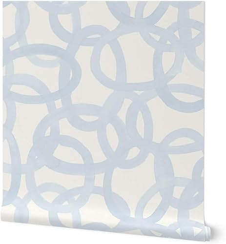 Removable Wallpaper 9ft x 2ft - Ice Blue Circles Paint Light Graphic Watercolor Graffiti Custom Pre-Pasted Wallpaper by Spoonflower