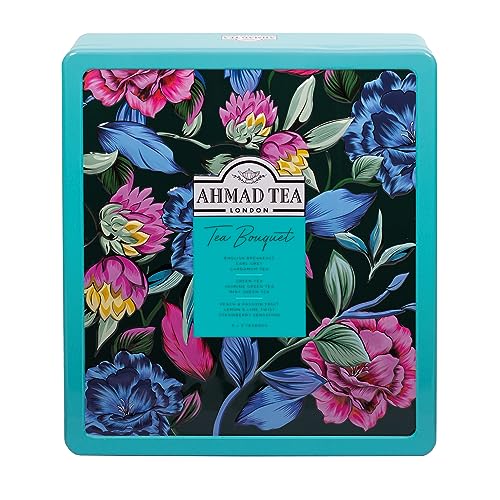 Thés assortis Ahmad Tea – Coffret Bouquet 72 sachets | 9 variétés | Idée cadeau élégante | English Breakfast, Earl Grey, Thé Vert, Jasmin, Menthe, Fraise