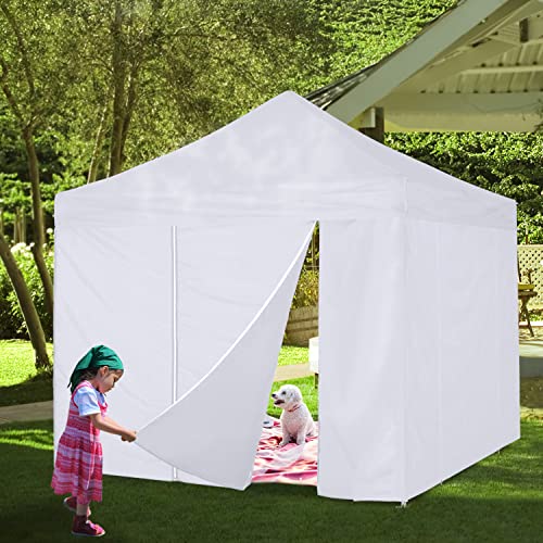 COOSHADE SunWall with Zipper for 8x8 Pop up Canopy Tent, 1 Pack Sidewall with Zipper Door Wall Only (White)