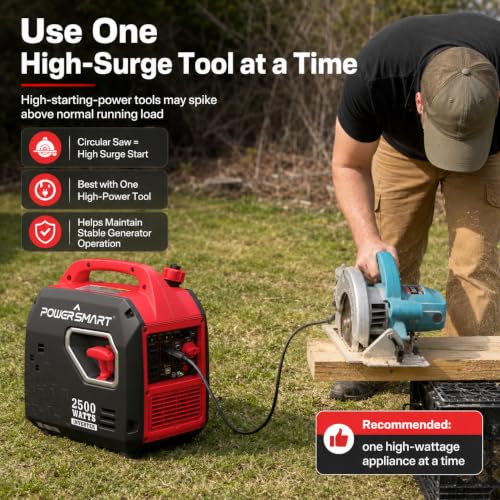 Image of PowerSmart 2500W Portable Inverter Generator, Gas Power with 30A Outlet, Quiet & Parallel Ready, CO Guard, RV Ready & Home Backup, Gas Powered, Quiet & Clean Power